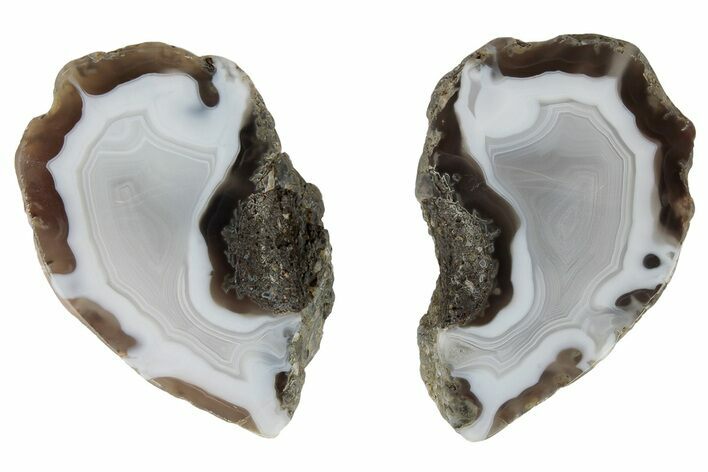 Polished Banded Agate Nodule Pair - Kerrouchen, Morocco #186916